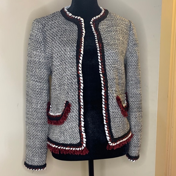 Zara Tweed & Fringe Detail Coat, Sz XS - Picture 2 of 11